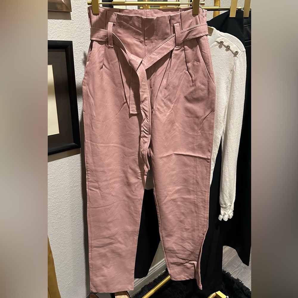 Pink Blush Faux leather pants